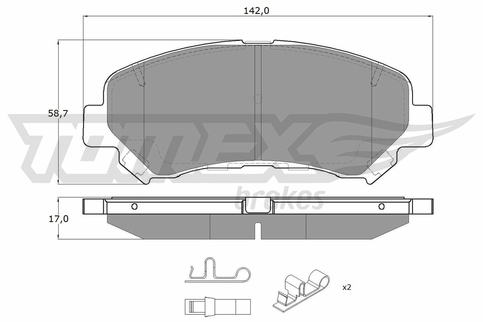 Sada brzdových destiček, kotoučová brzda TOMEX Brakes